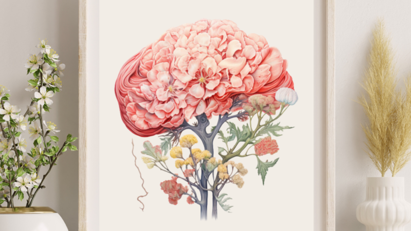 Floral Brain Anatomy Art