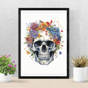 Skull With Flowers Medical Art