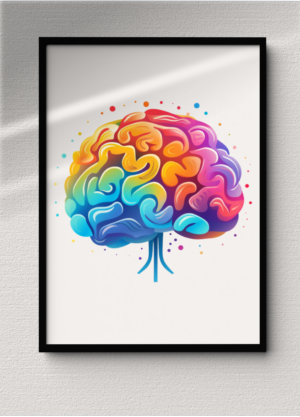 Watercolor Rainbow Brain Anatomy Art