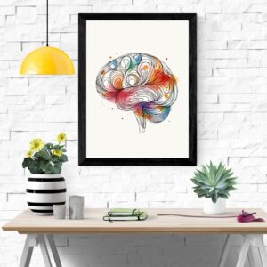 Watercolor Brain Anatomy Line Art