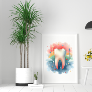 Watercolor Tooth Dental Care Artwork