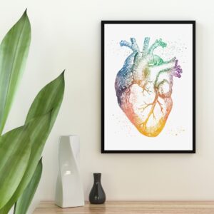 Watercolor Heart Anatomy Art With Splash